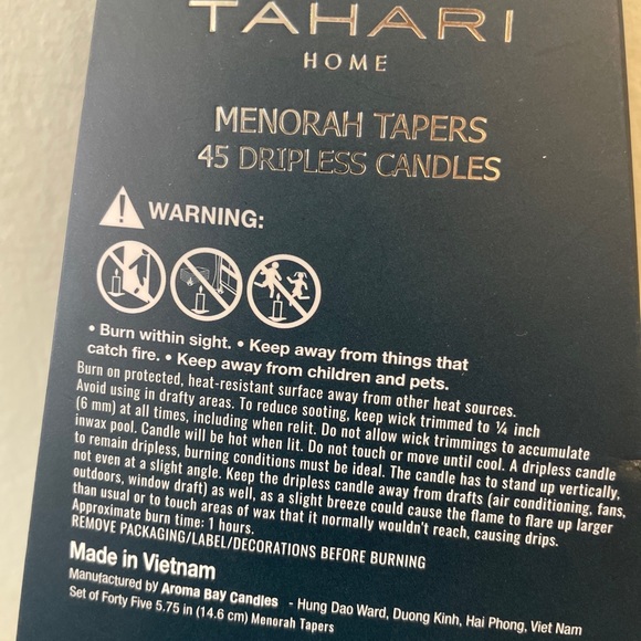 NEW Tahari Menorah Candles 45 Dripless Tapers Blue Ombre Blue White 5.75” NIB - Picture 6 of 6